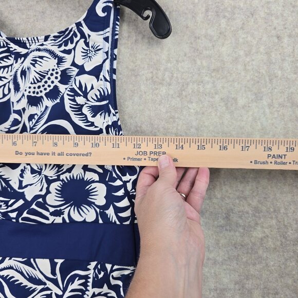 Chaps Womens Floral One-Piece Swimsuit Size 10 Blue & White - Picture 10 of 10